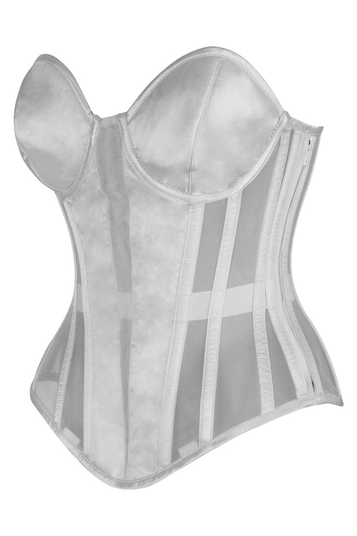 Tamica White Mesh Overbust Corset — side view