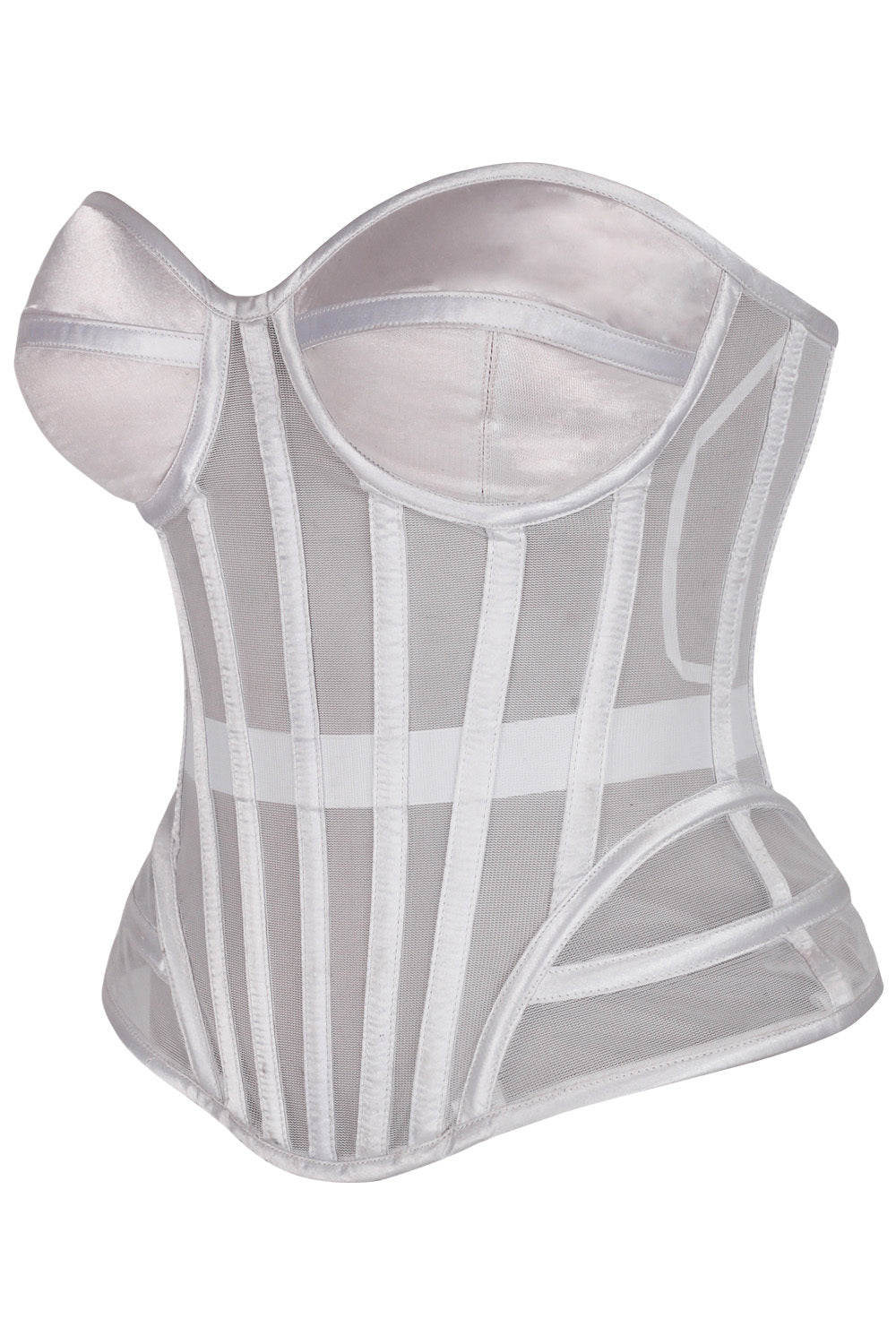 Sherae White Mesh Overbust Corset — side view