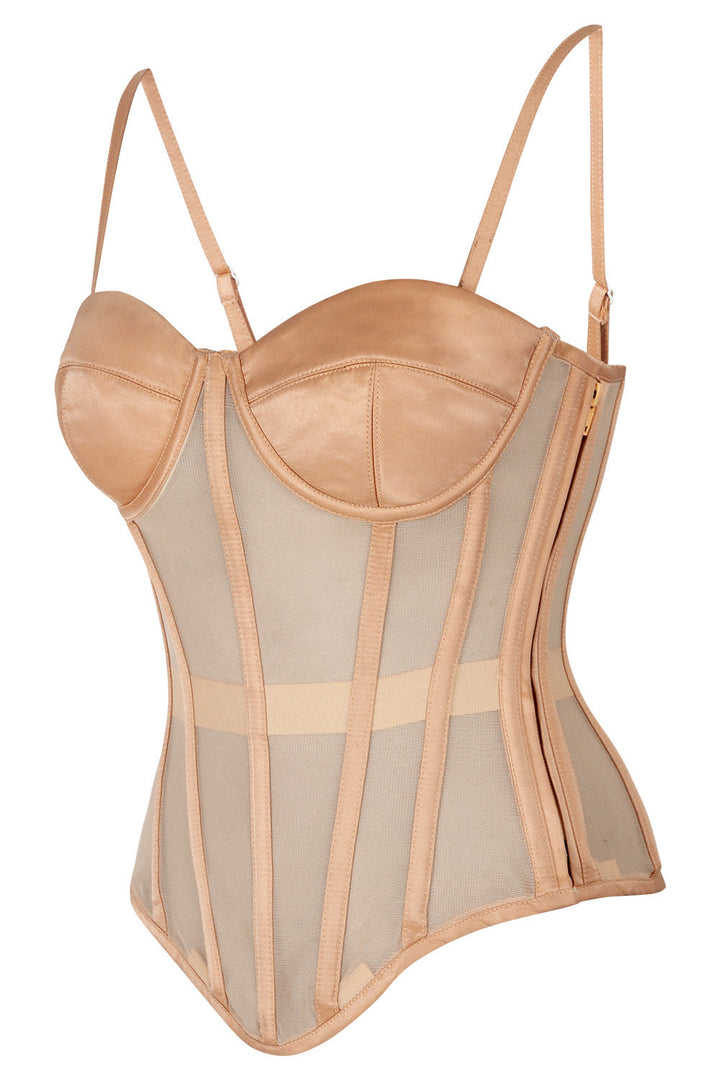 Kapricia Nude Mesh Overbust Corset — side view