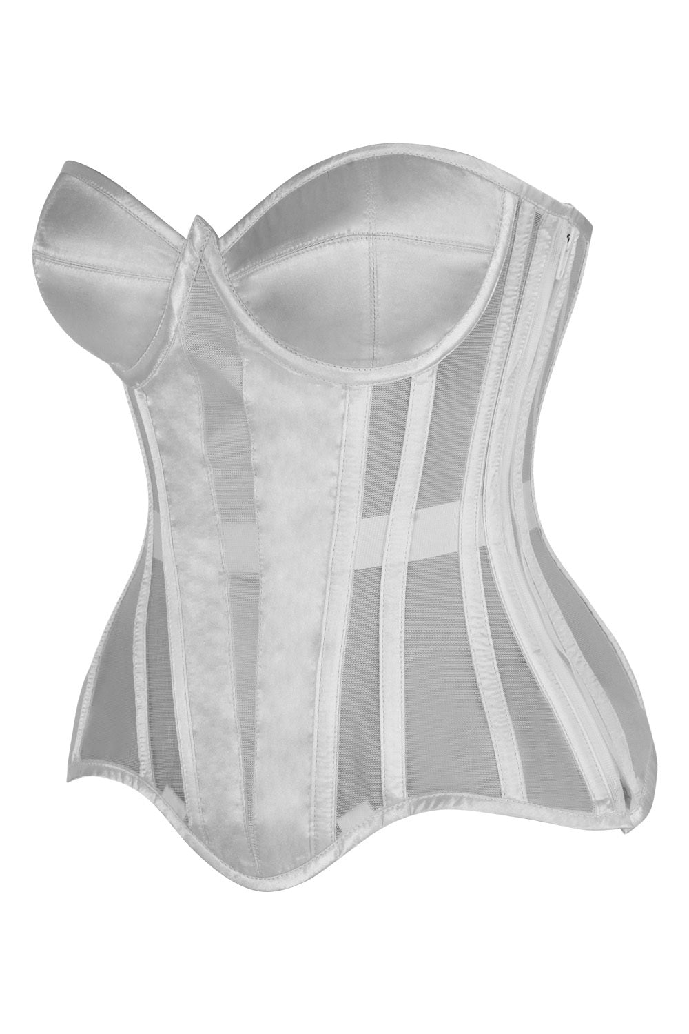 Beverlee White Mesh Overbust Corset — side view