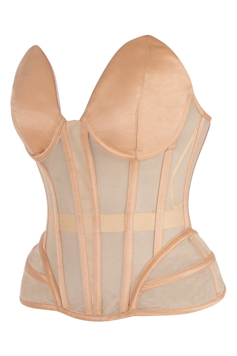 Myrella Nude Mesh Overbust Corset — side view