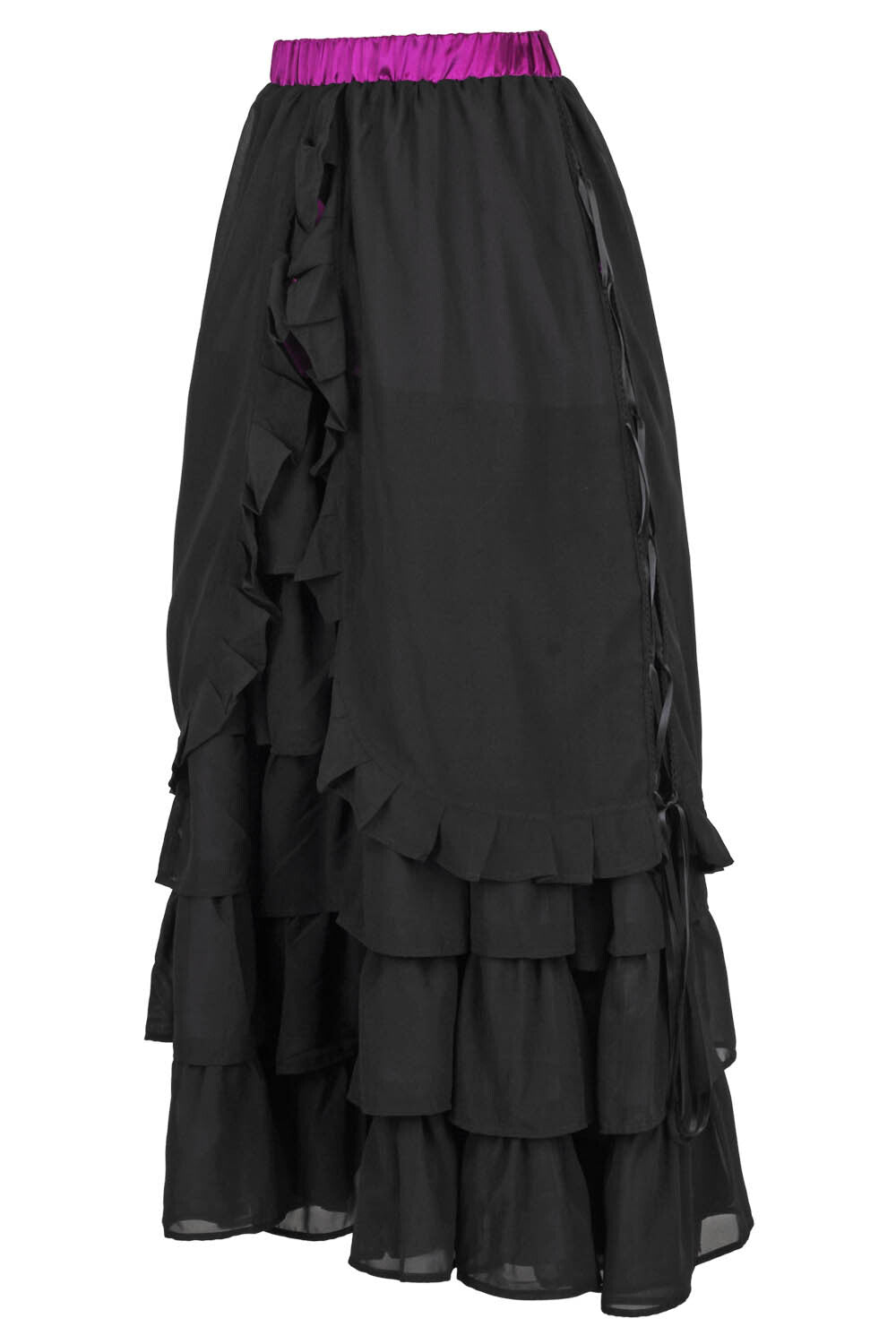 Akemi Black Victorian Inspired Layered Georgette Skirt