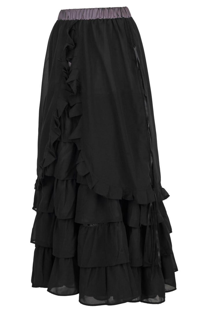 Midnight Black Akemi Victorian Layered Skirt