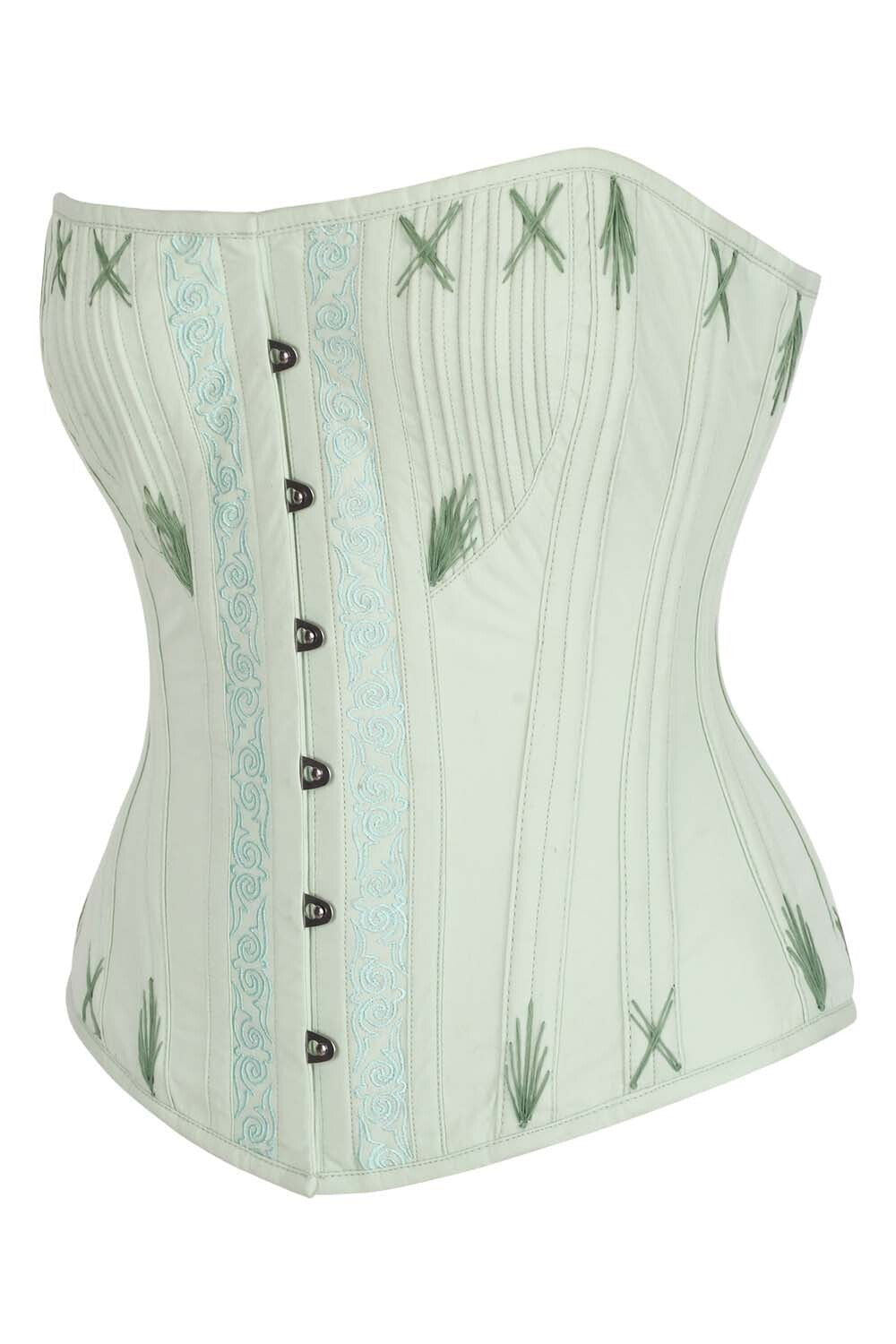 Mercia Mint Green Cotton Waist Training Corset — side view