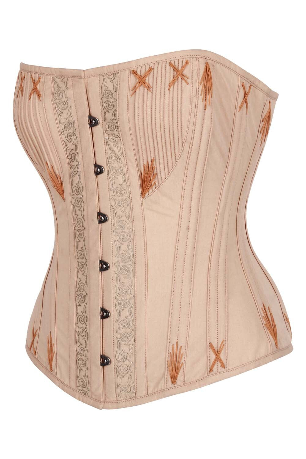 Mercia Champagne Beige Cotton Waist Training Corset — side view