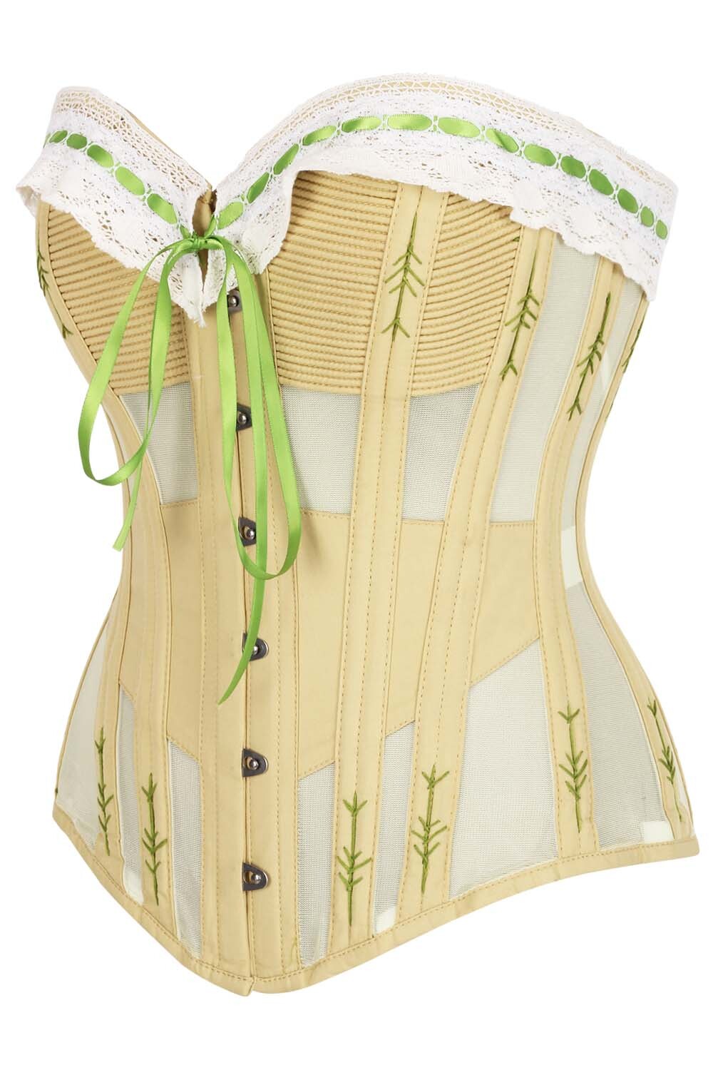 Shalonda Butter Yellow Mesh Cotton Waist Training Corset — side view