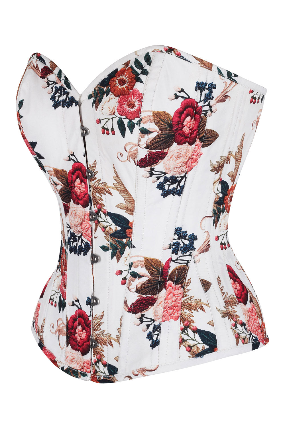 White Jewelyn Floral Print Waist Training Corset