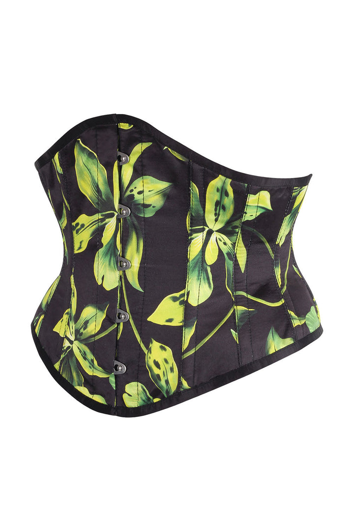 Midnight Black Delinda Botanical Underbust Corset