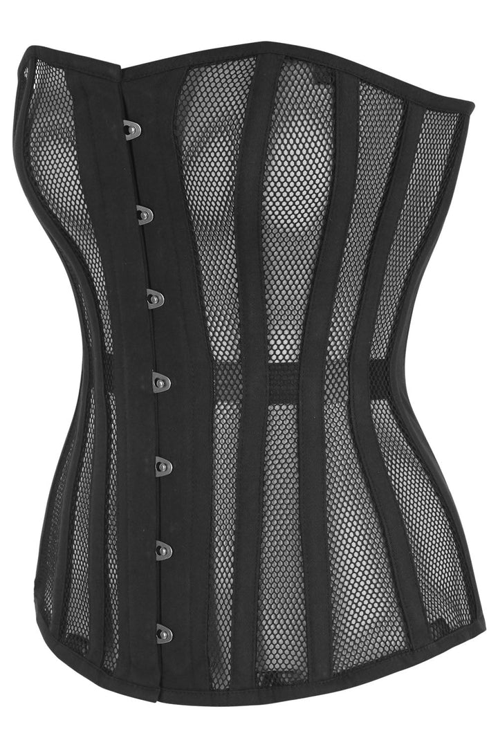 Midnight Black Jameka Honeycomb Mesh Overbust Corset