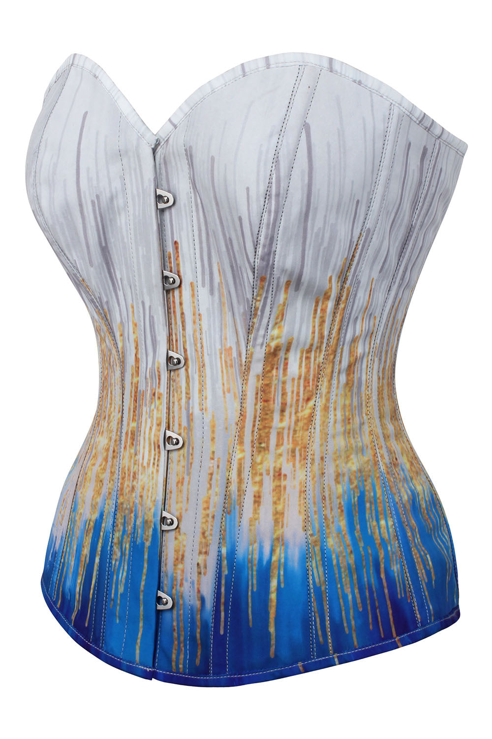 Celestial Azure Abstract Drip Gradient Overbust Corset