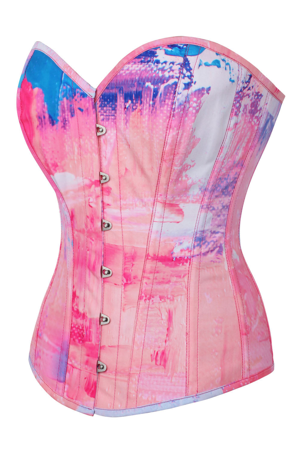 Pink Watercolor Laquita Overbust Digital Printed Corset