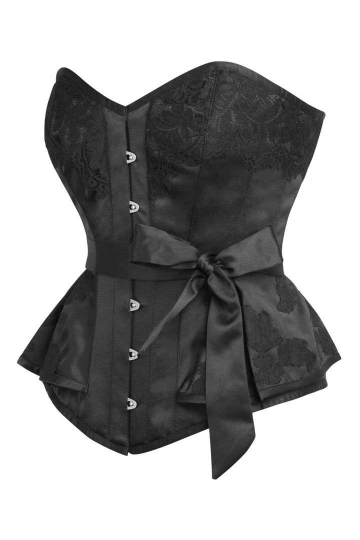 Midnight Black Darlina Overbust Corset with Lace Detailing