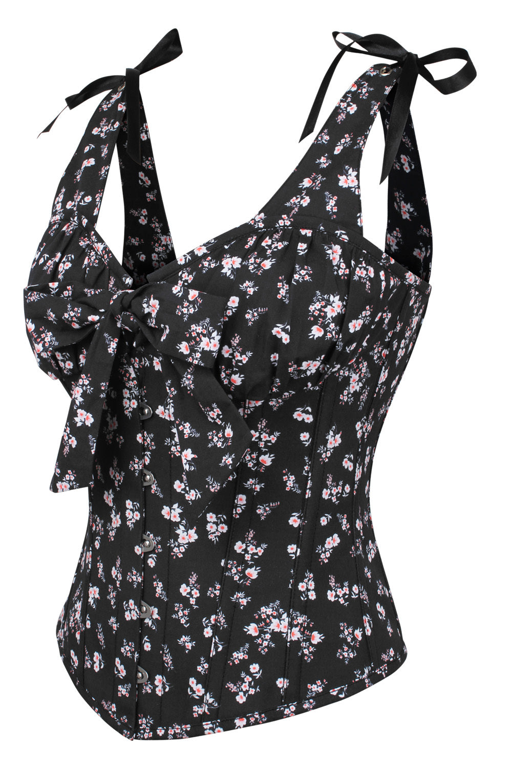 Black Darnisha Floral Digital Printed Overbust Corset
