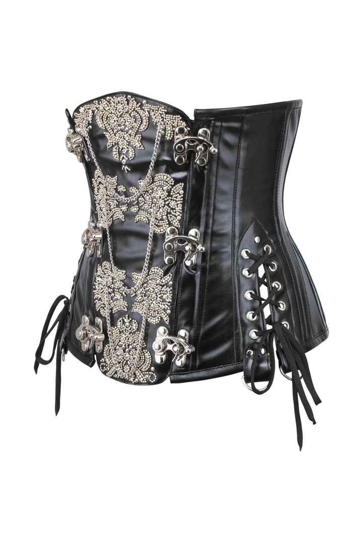 Midnight Black Yulia Underbust Embroidered Corset