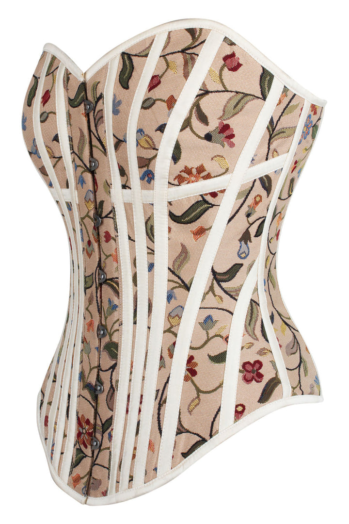 Gold Botanical Jeanae Overbust Steel Boned Corset