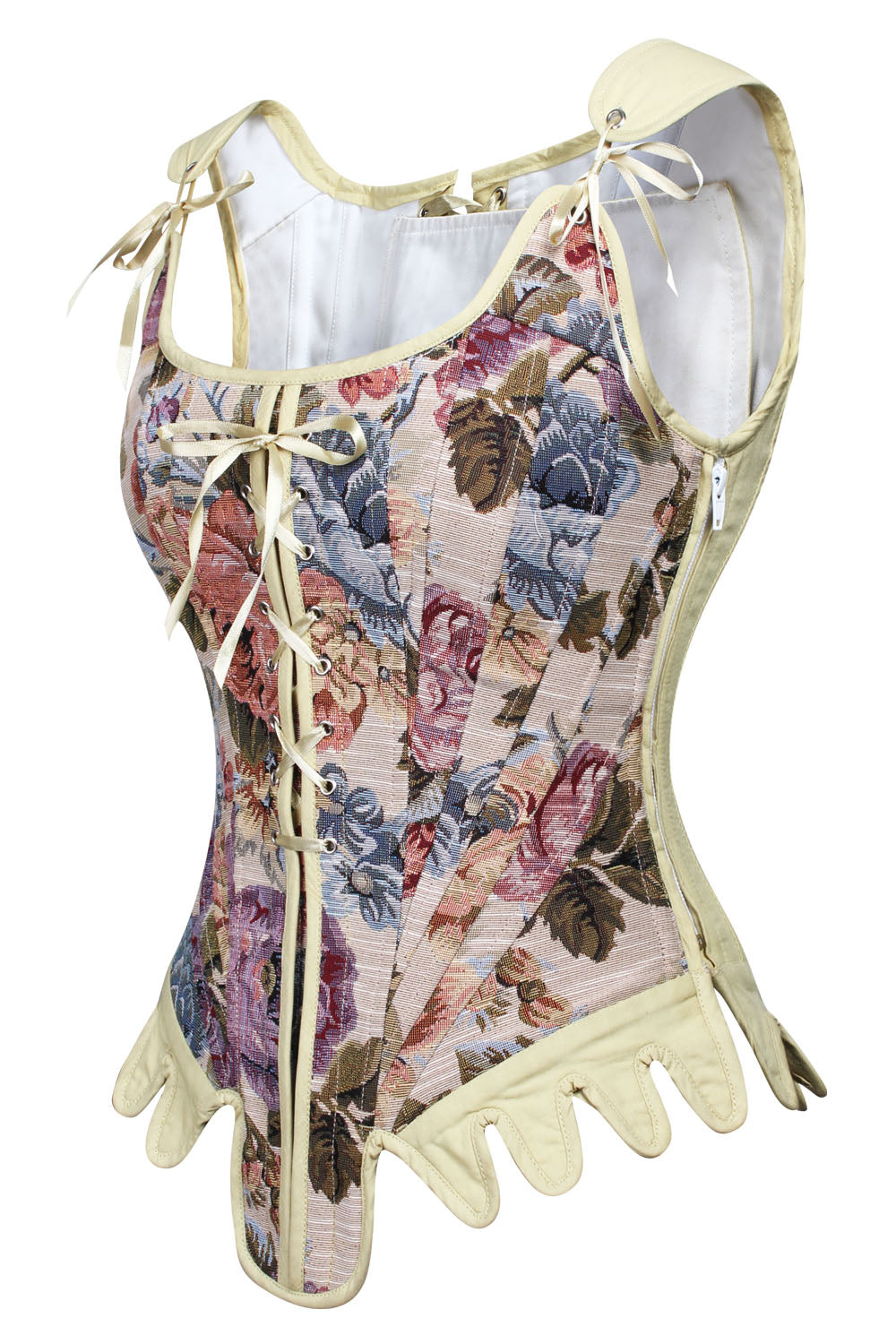Cream Floral Anjanette Overbust Brocade Corset