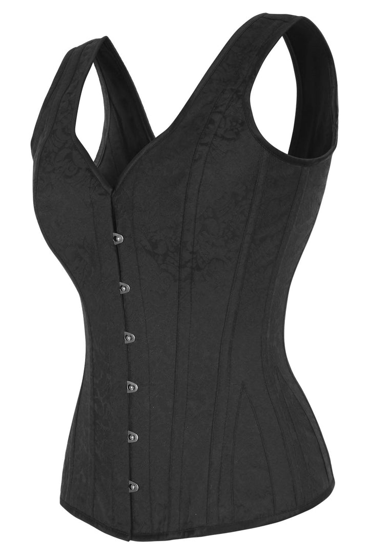 Midnight Black Lianna Brocade Overbust Corset