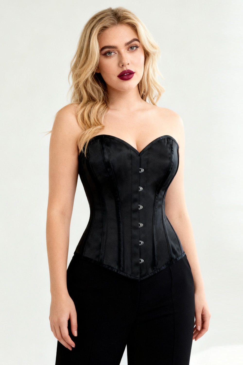 Midnight Black Hadlea Satin Overbust Corset