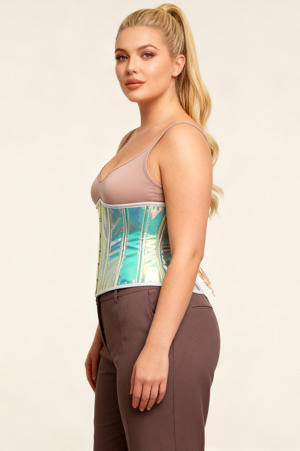 Iridescent Turquoise Hetty Underbust Corset