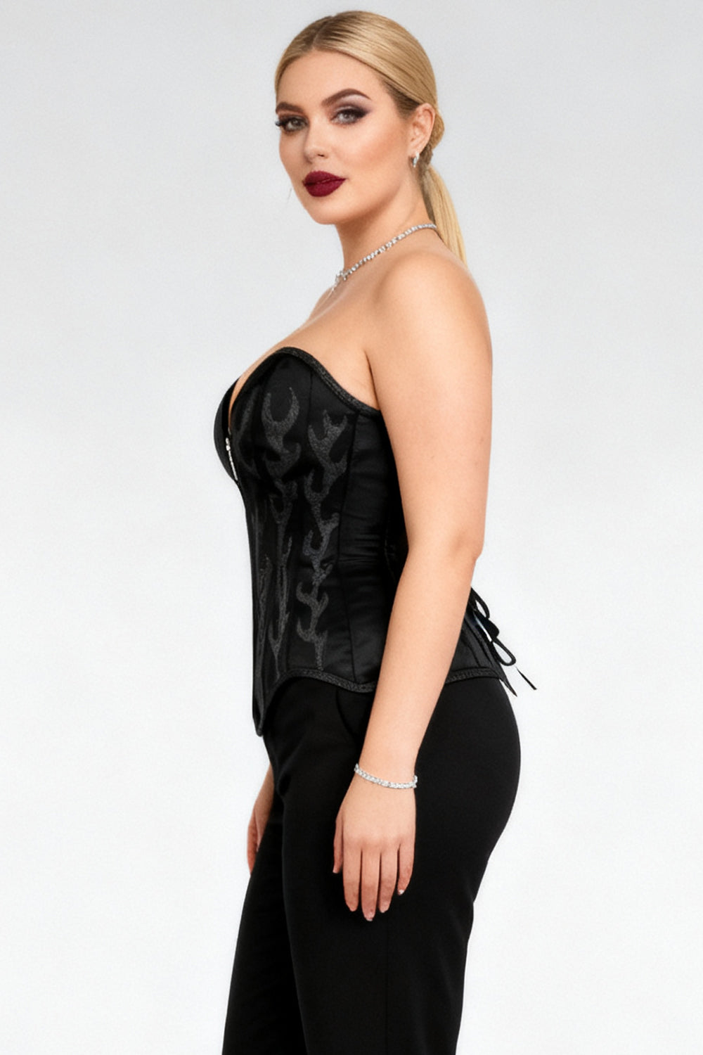Jenalynn Black Satin with Glitter Overbust Corset