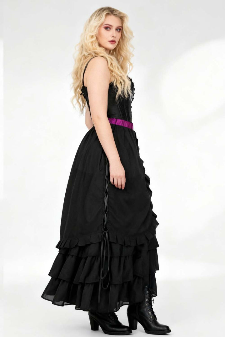 Akemi Black Victorian Inspired Layered Georgette Skirt