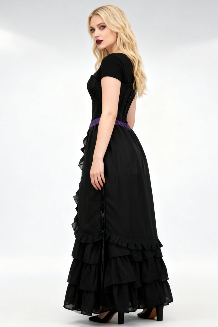 Black Georgette Akemi Victorian Layered Skirt