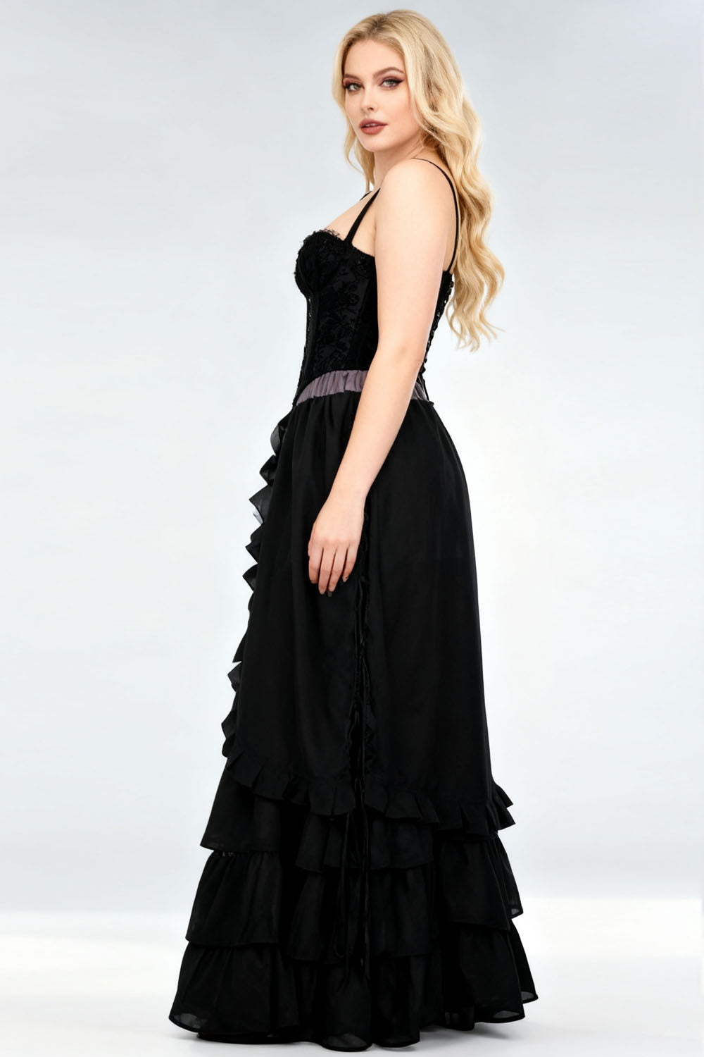 Midnight Black Akemi Victorian Layered Skirt