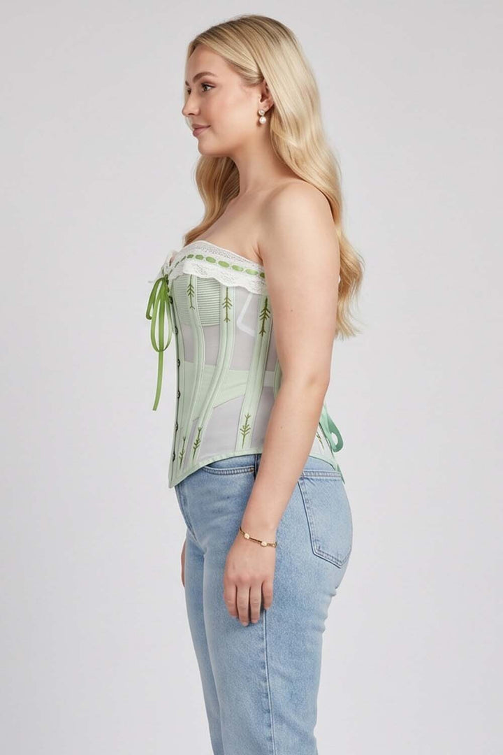 Shalonda Mint Green Mesh Cotton Waist Training Corset — on-model side view