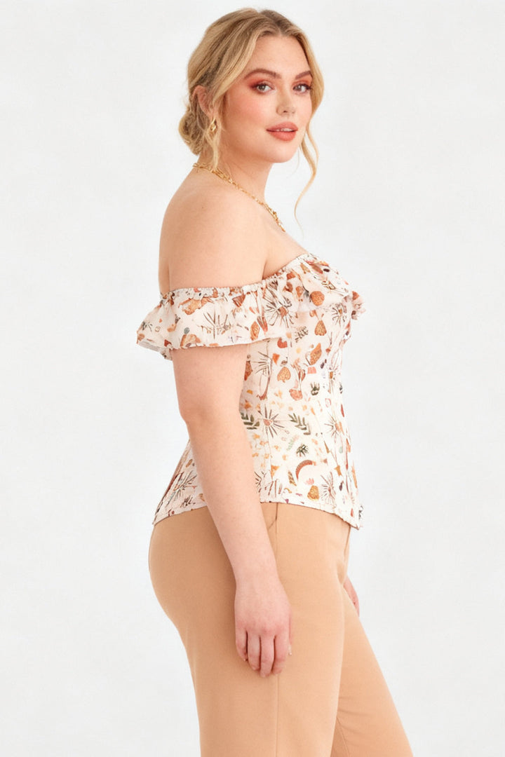 Beige Botanical Dawnn Overbust Corset