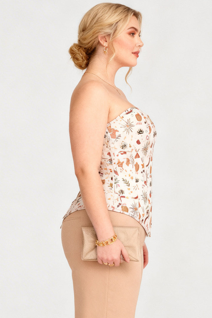 Beige Valerie Botanical Overbust Corset