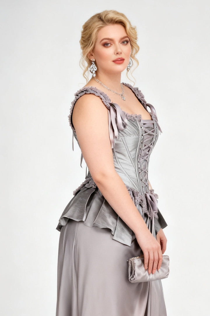 Silver Terrin Overbust Corset with Shoulder Straps