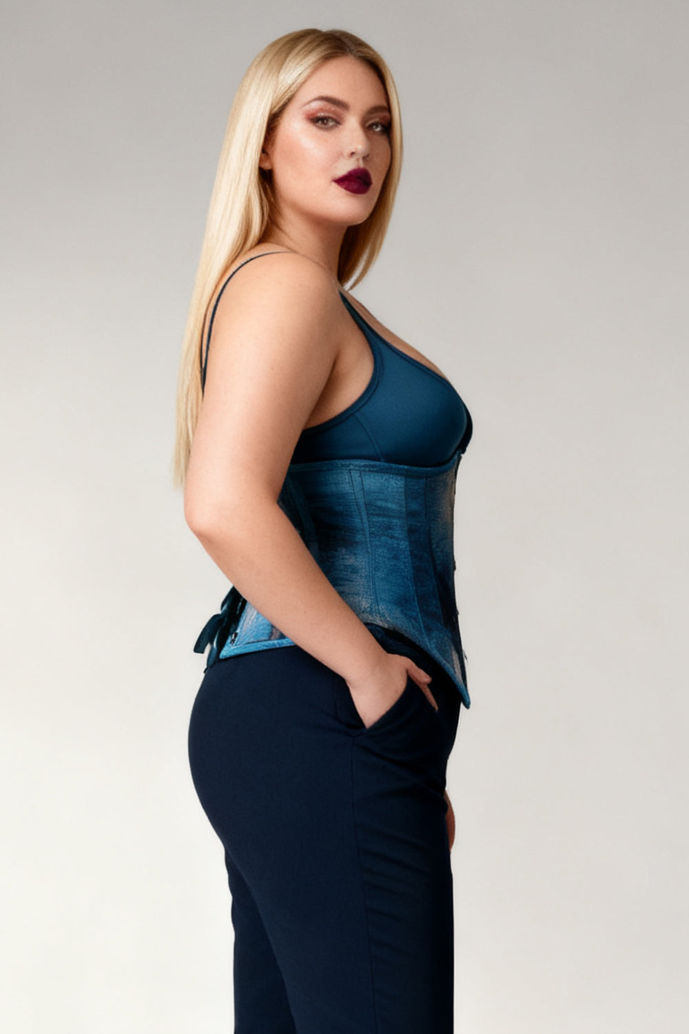 Ocean Mist Delinda Digital Printed Underbust Corset