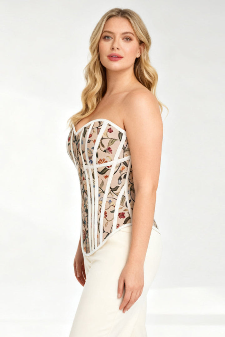 Gold Botanical Jeanae Overbust Steel Boned Corset