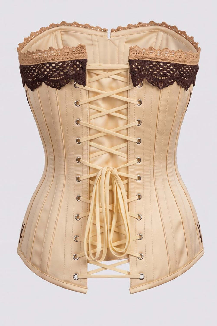 CORDELIA Victorian Overbust Corset in Black by Luxe Noir — back view