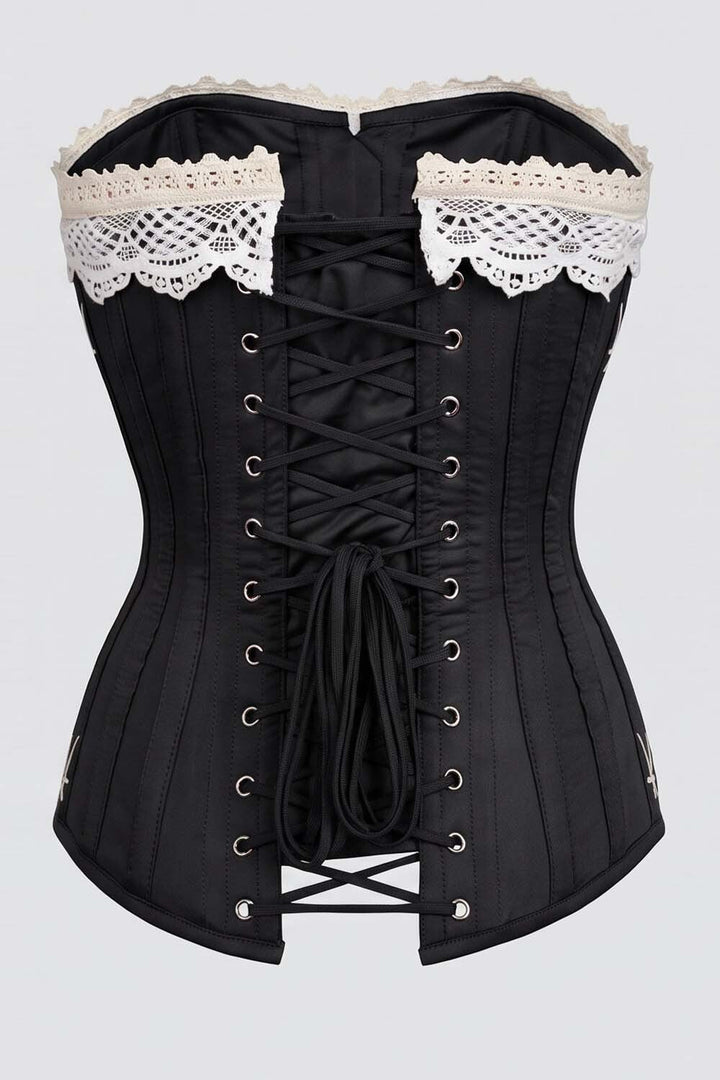 CORDELIA Victorian Overbust Corset in Butter Nude by Luxe Noir — back view