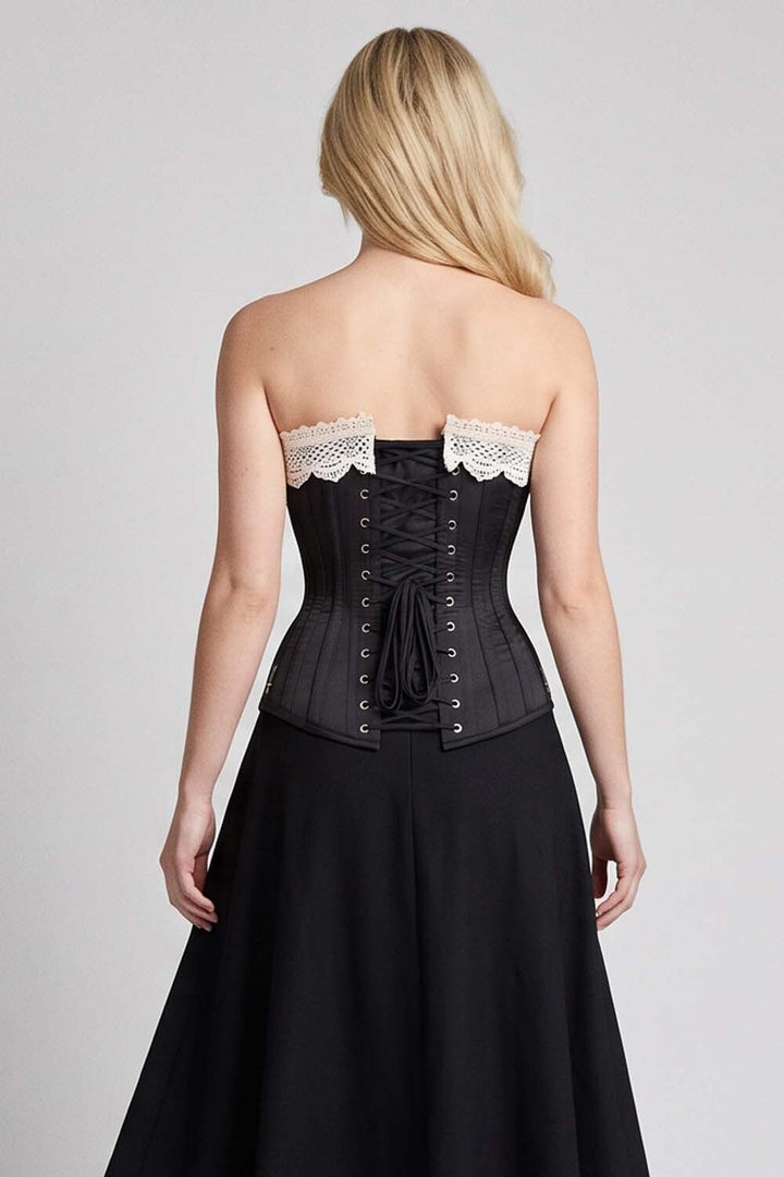 CORDELIA Victorian Overbust Corset in Butter Nude on model — back view