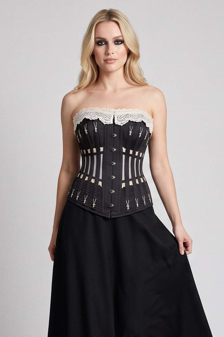 CORDELIA Victorian Overbust Corset in Butter Nude on model — front view