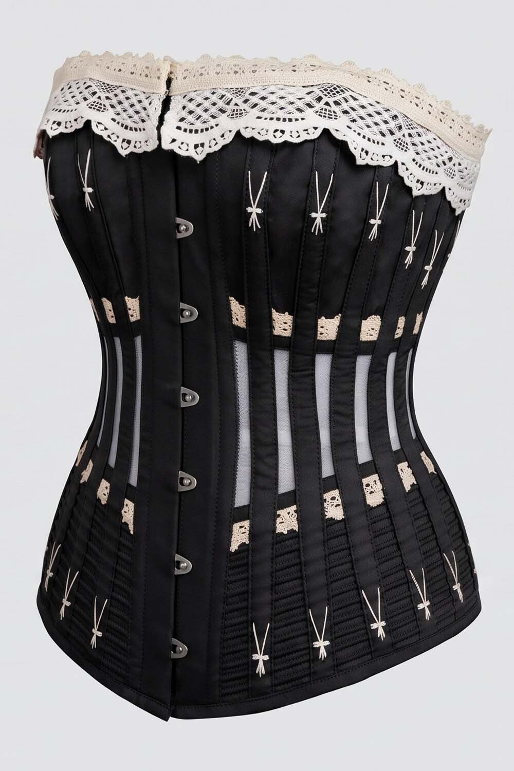 CORDELIA Victorian Overbust Corset in Butter Nude by Luxe Noir — side view