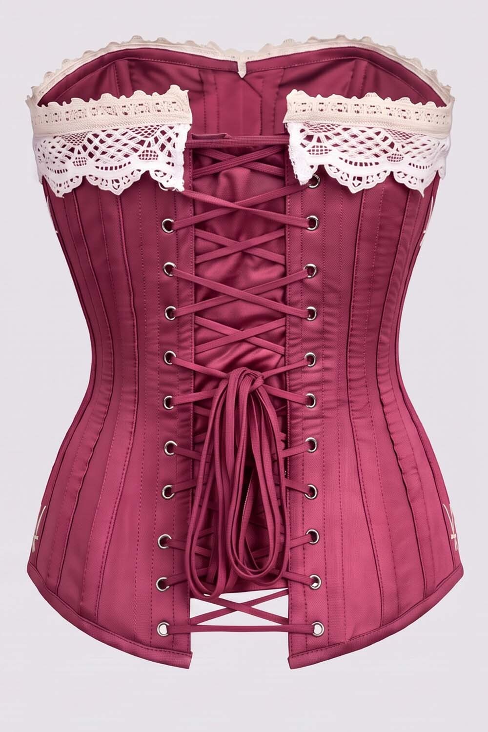 CORDELIA Victorian Overbust Corset in Jade by Luxe Noir — back view