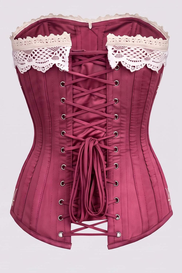 CORDELIA Victorian Overbust Corset in Jade by Luxe Noir — back view