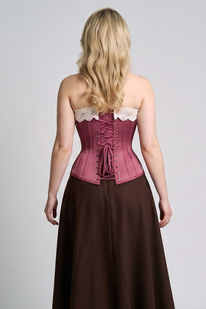 CORDELIA Victorian Overbust Corset in Jade on model — back view