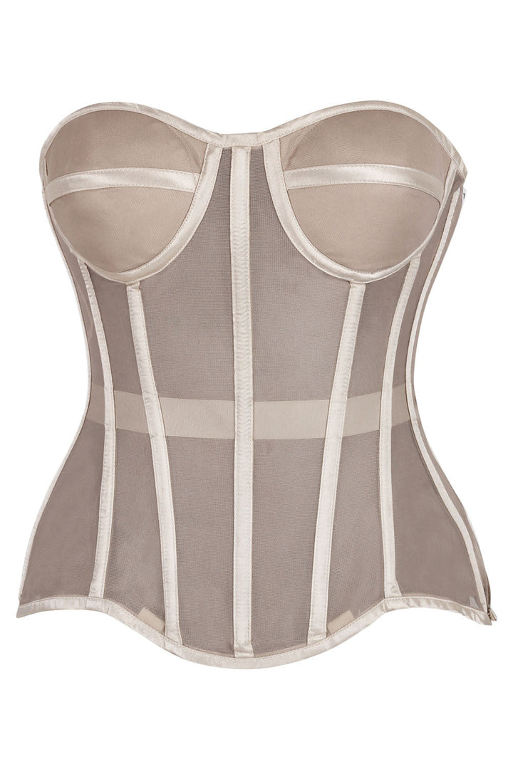 Janaea Nude Mesh Overbust Corset — front view