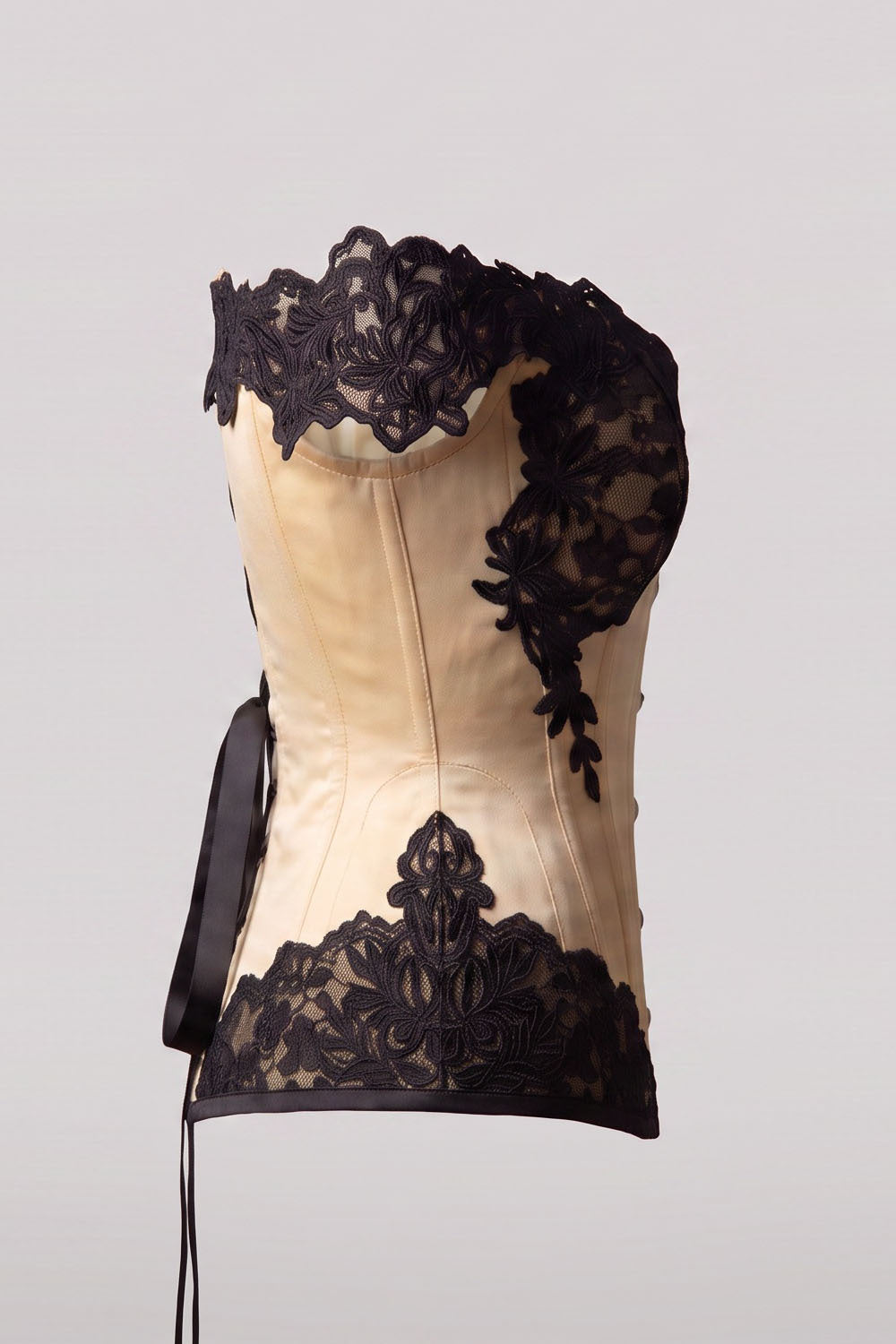 OPHELIA Off—Shoulder Overbust Corset in Jet Black by Luxe Noir — side view