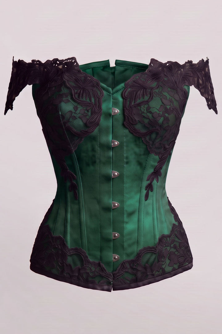 OPHELIA Off—Shoulder Overbust Corset in Butter Nude by Luxe Noir — front view