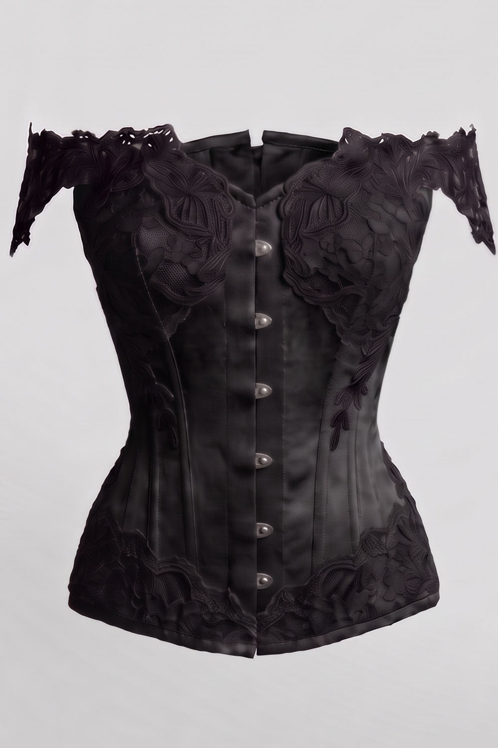 OPHELIA Off—Shoulder Overbust Corset in Blush Pink by Luxe Noir — front view
