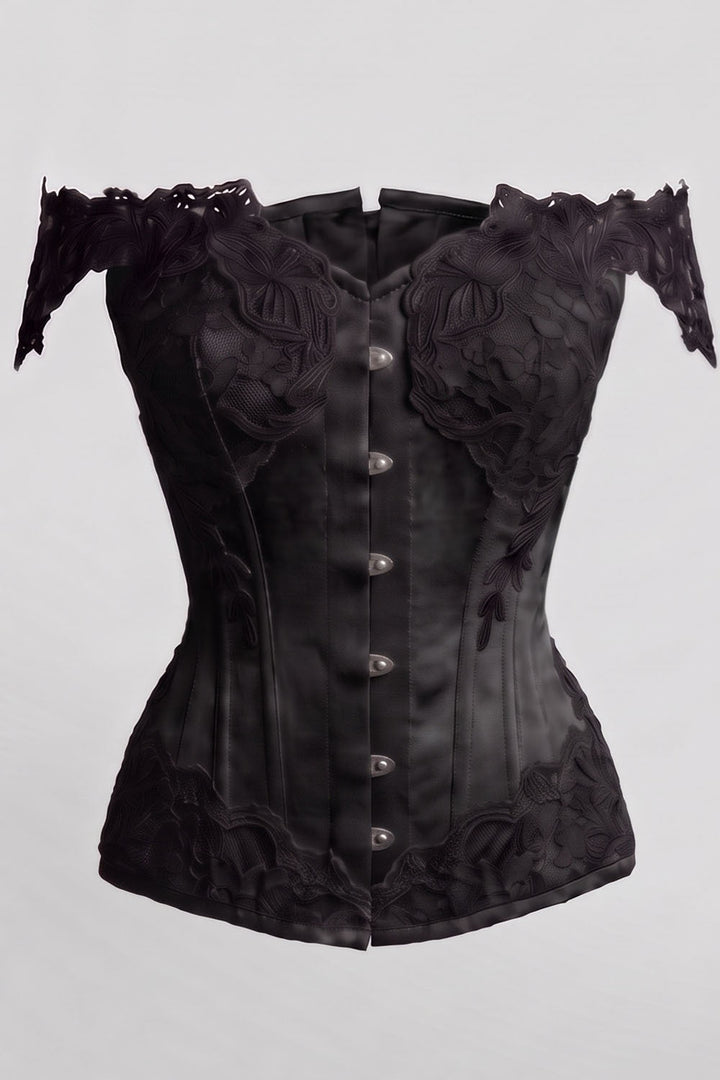 OPHELIA Off—Shoulder Overbust Corset in Blush Pink by Luxe Noir — front view
